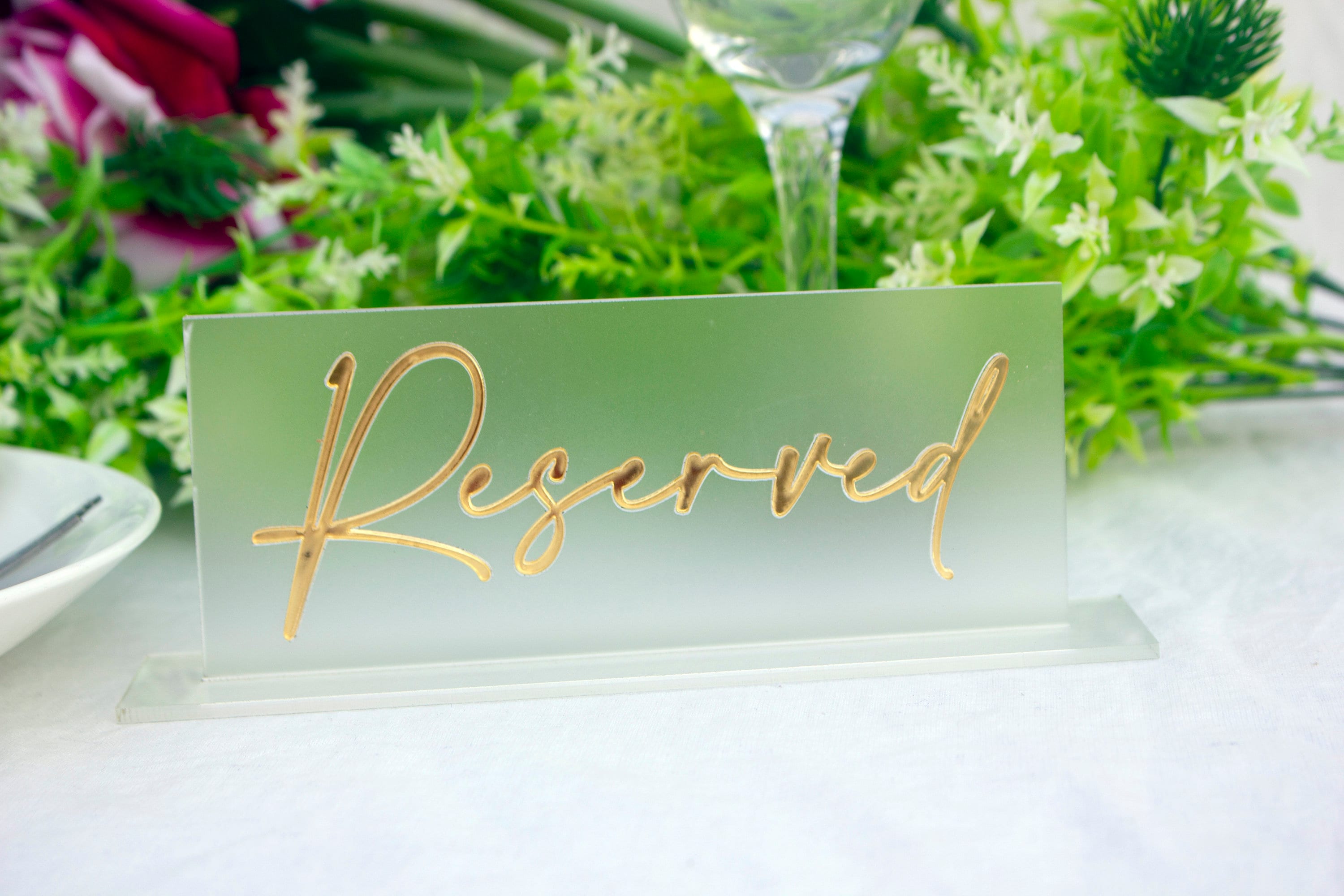 Acrylic Reserved Table Sign: Minimalist Wedding Decor