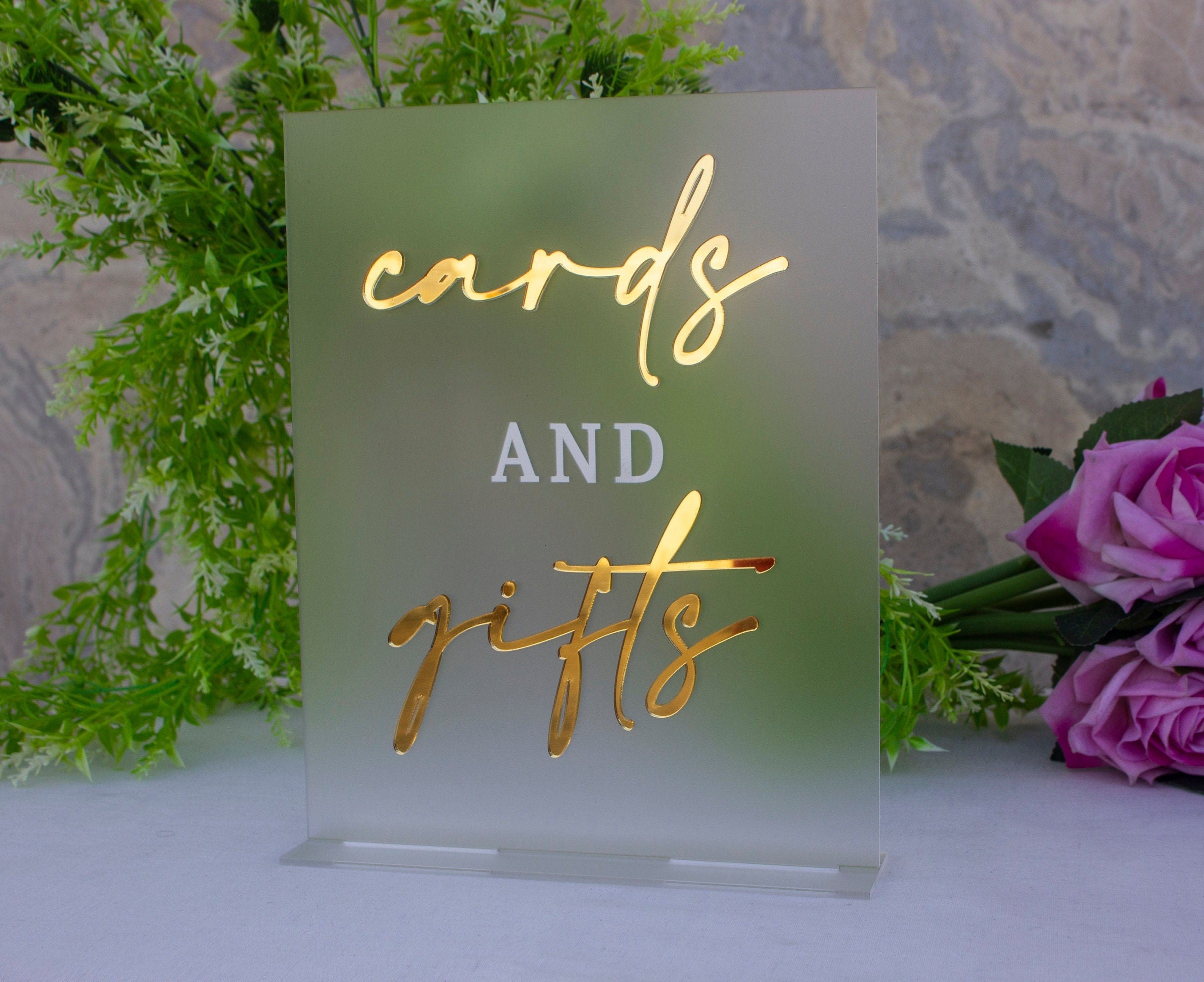 Frosted Acrylic Wedding Sign Set: Cards & Gifts, Guest Book, Loving Memory