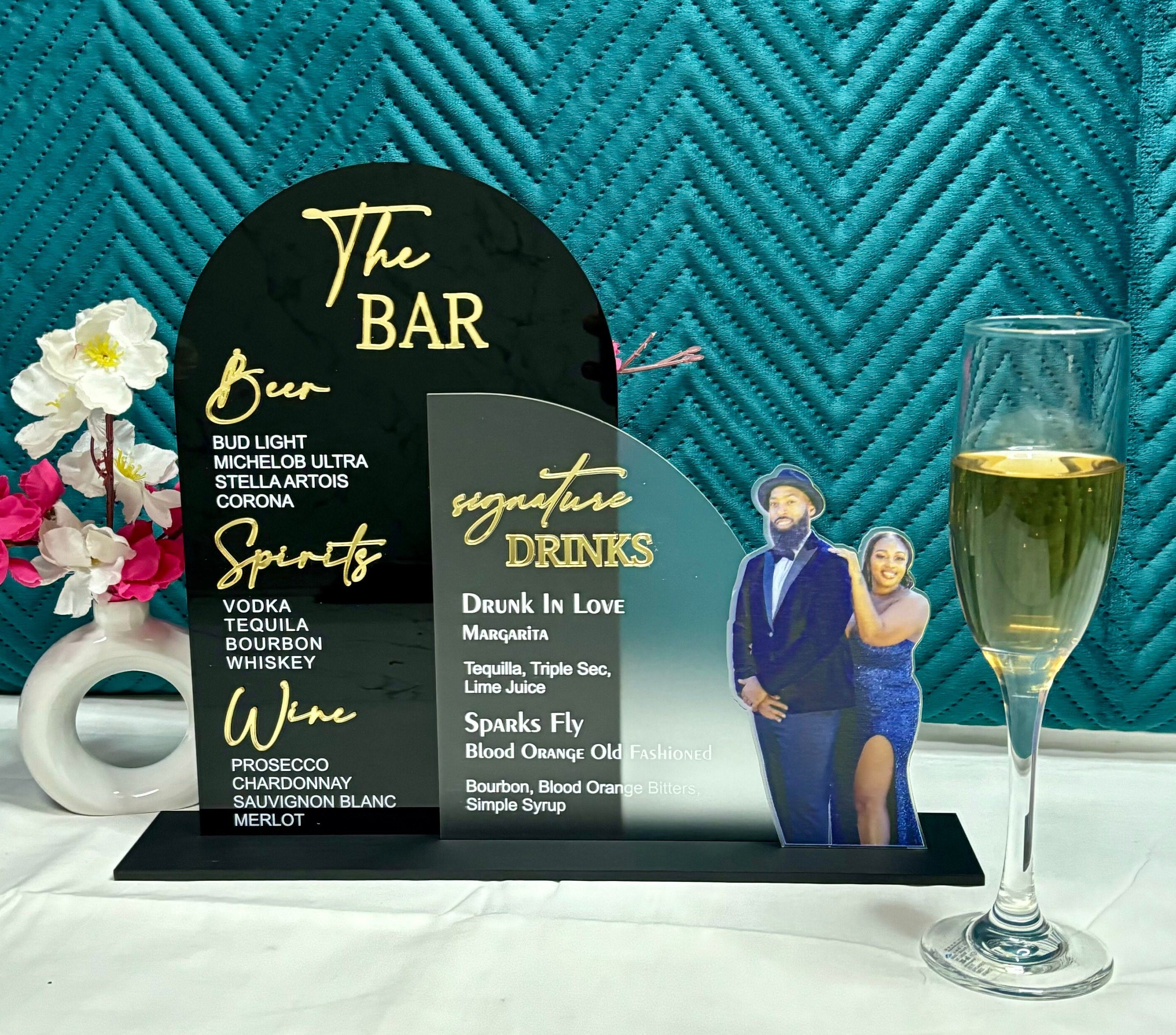 Custom Acrylic Wedding Bar Sign: Modern Arch Menu
