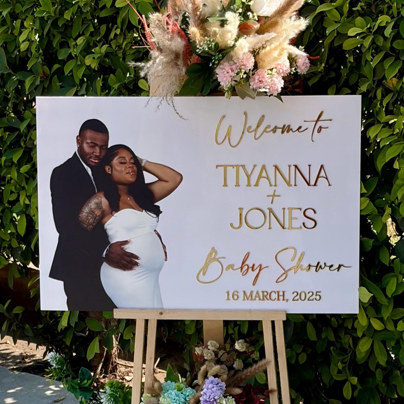 Custom Acrylic Baby Shower Welcome Sign: 3D Golden Letters