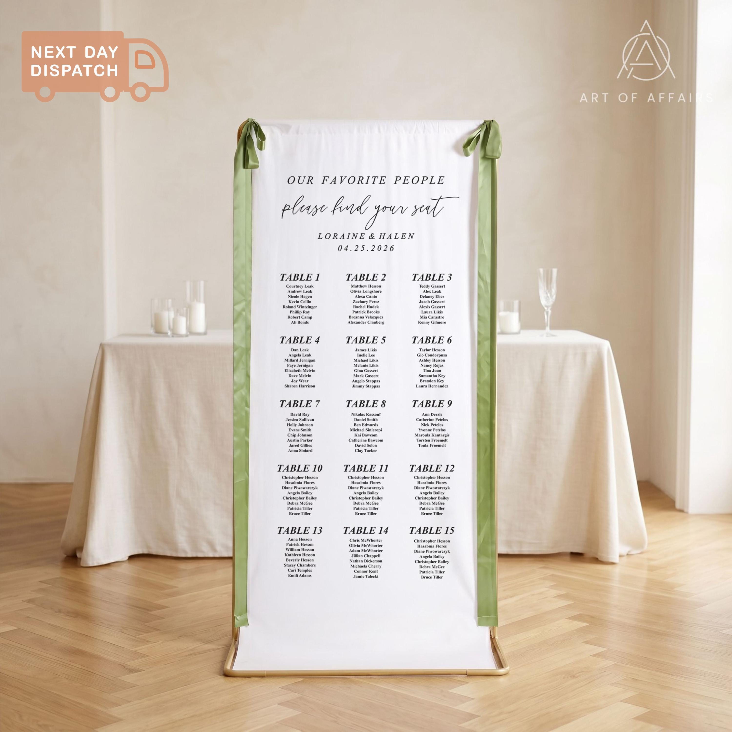 Fabric Wedding Seating chart