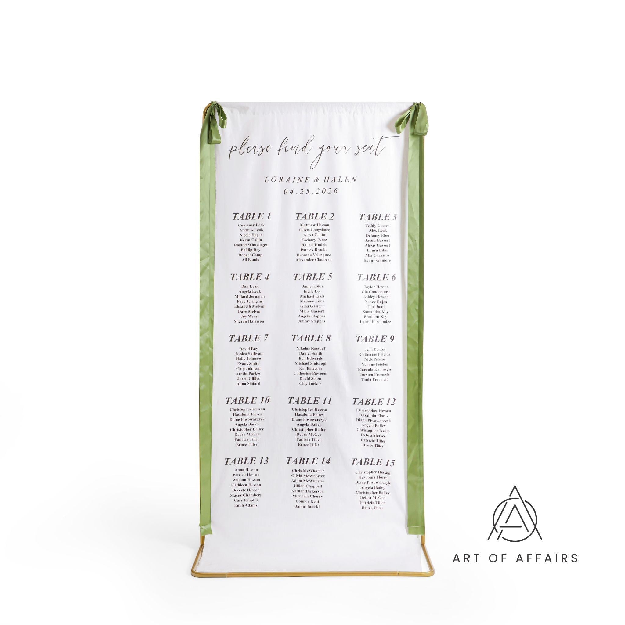 Fabric Wedding Seating chart