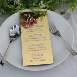 Custom Acrylic Wedding Menu Card: UV Printed, Elegant Reception Decor