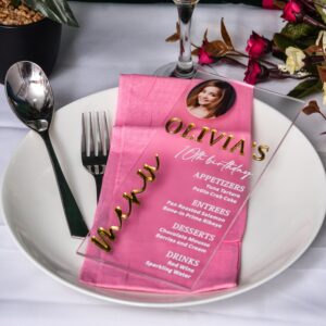 Frosted Acrylic Wedding Menu Card: Elegant UV Print, 4x9 Inch