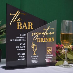 Custom Acrylic Wedding Bar Sign: Modern Arch Menu, UV Printed