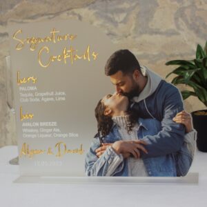 Custom Acrylic Wedding Bar Menu Sign: Modern Arch Design