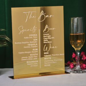 Custom Acrylic Wedding Bar Sign: Frosted UV Print, Modern Decor