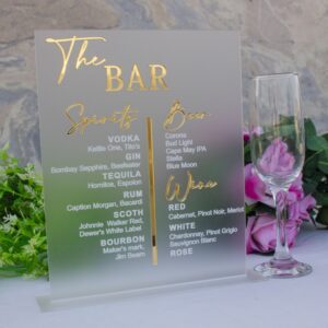 Custom Acrylic Wedding Bar Menu Sign: Modern Arch Design