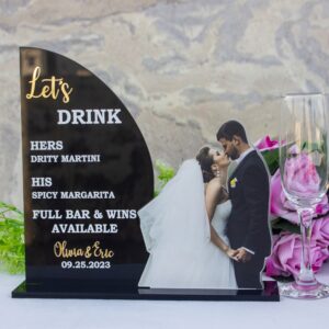 Custom Acrylic Wedding Bar Sign: Modern Drink Menu Display