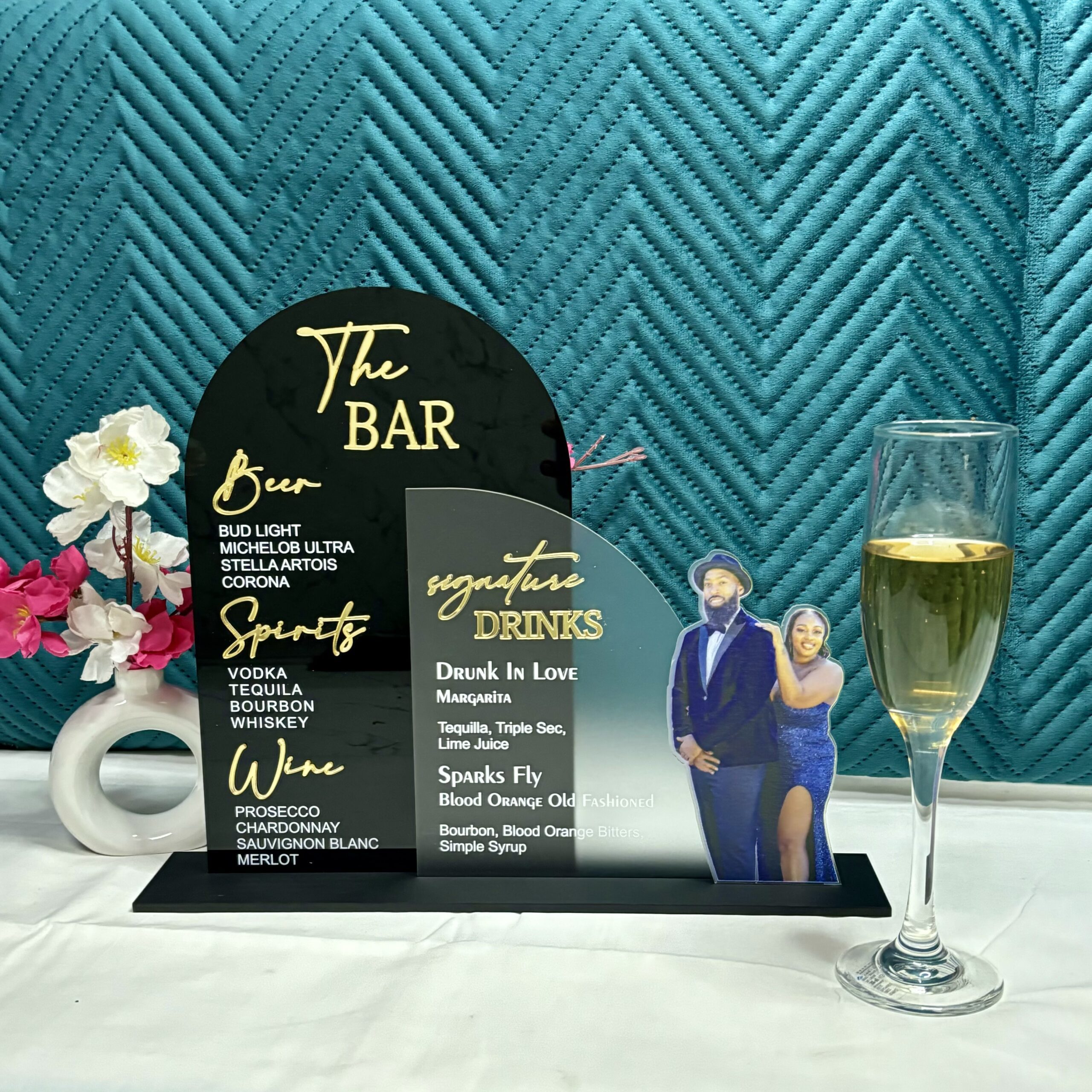 Custom Acrylic Wedding Bar Sign: Modern Drink Menu Display - Image 3