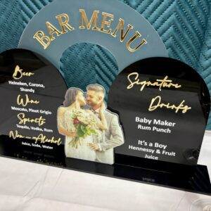 Custom Acrylic Wedding Bar Sign: Modern Drink Menu Display