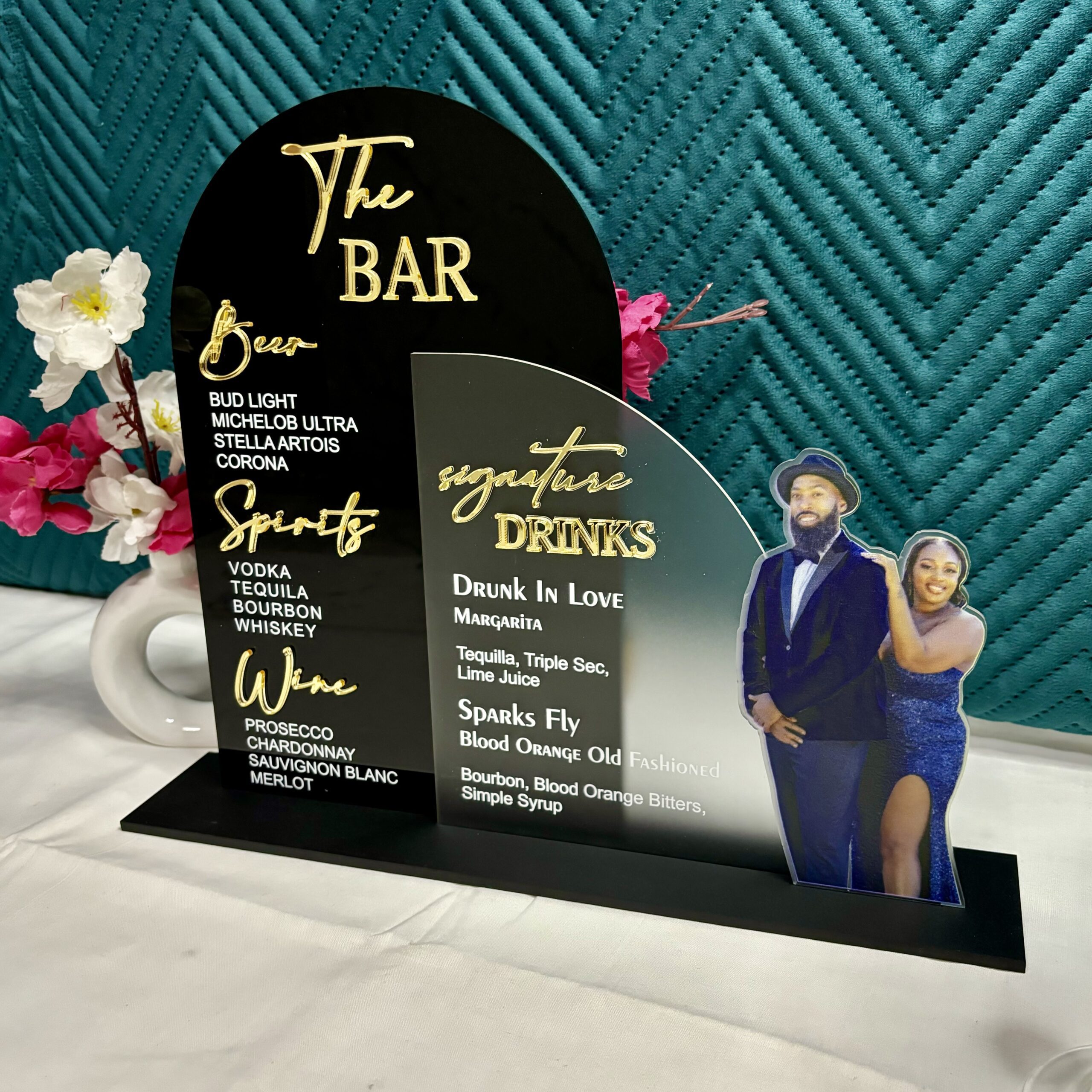 Custom Acrylic Wedding Bar Sign: Modern Drink Menu Display - Image 4