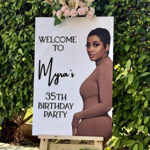 Custom Acrylic Birthday Party Welcome Sign: Gold 3D Lettering