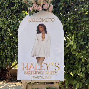 Custom Acrylic Birthday Party Welcome Sign: Gold 3D Lettering