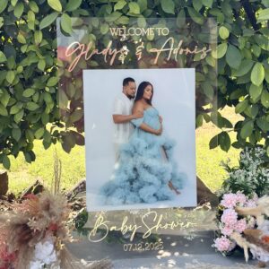 Custom Acrylic Baby Shower Welcome Sign: 3D Golden Letters