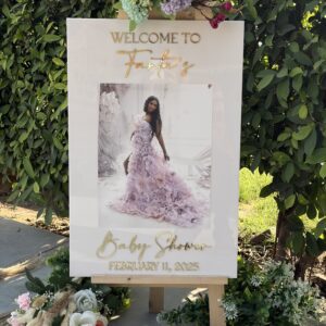 Custom Acrylic Baby Shower Welcome Sign: 3D Golden Letters